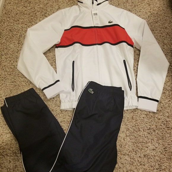 white lacoste sweatsuit